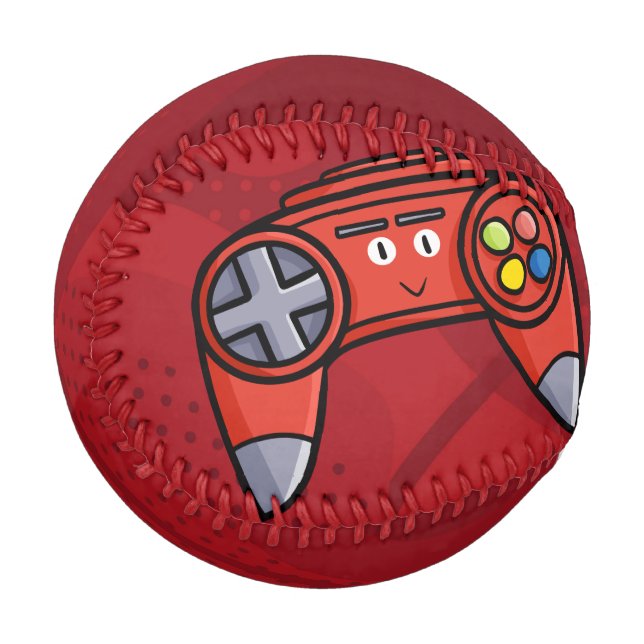Balle De Baseball Drôle Rouge Joystick Fête des pères Salutation (Devant Gauche)