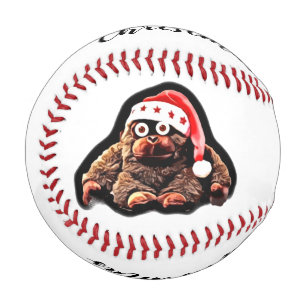 Balle De Baseball Drôle singe de Noël sur chapeau santa