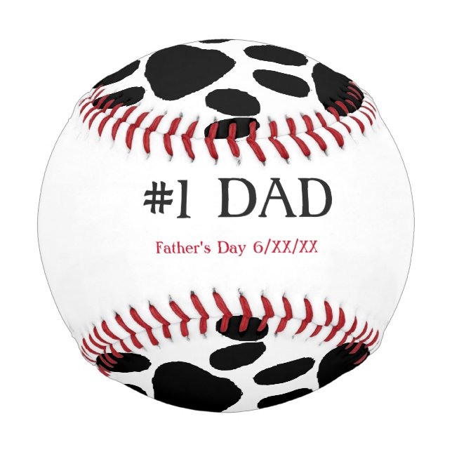 Balle De Baseball Du Chien Noir & Blanc #1 Papa Baseball (Dos)