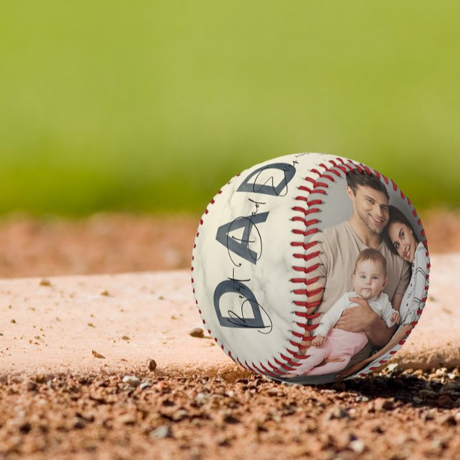 Balle De Baseball Dusty Blue Meilleur Papa Jamais Première Fête des  (Easily personalize this photo Best Dad Ever baseball for his First Father's Day for a unique gift
)