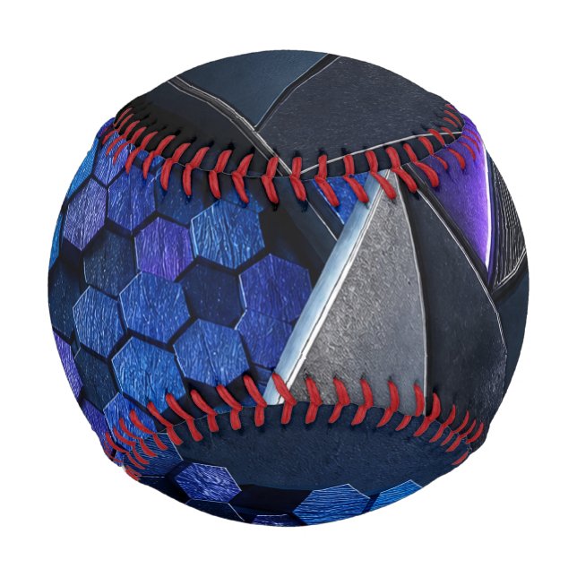 Balle De Baseball Éclair géométrique de saphirs hexagonaux (Devant)