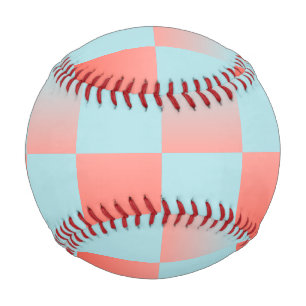 Balle De Baseball Elégant dégradé à damiers poudre corail bleu rose