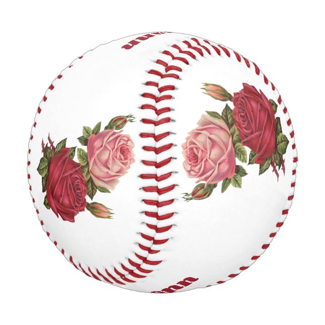 Balle De Baseball Élégant rose rose Roses Floral Custom (Angle)