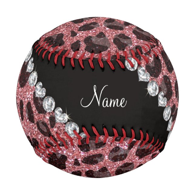 Balle De Baseball Empreinte de léopard de parties scintillant rose p (Devant)