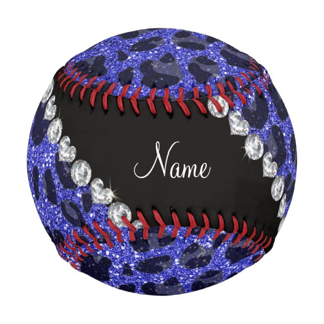 Balle De Baseball Empreinte de léopard d'parties scintillant bleu né (Devant)