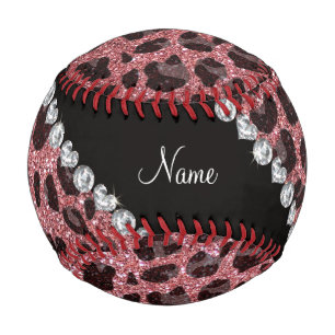 Balle De Baseball Empreinte de léopard d'parties scintillant rose cl