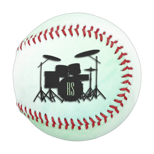 Balle De Baseball Ensemble de tambour monogramme vert (Devant Droite)