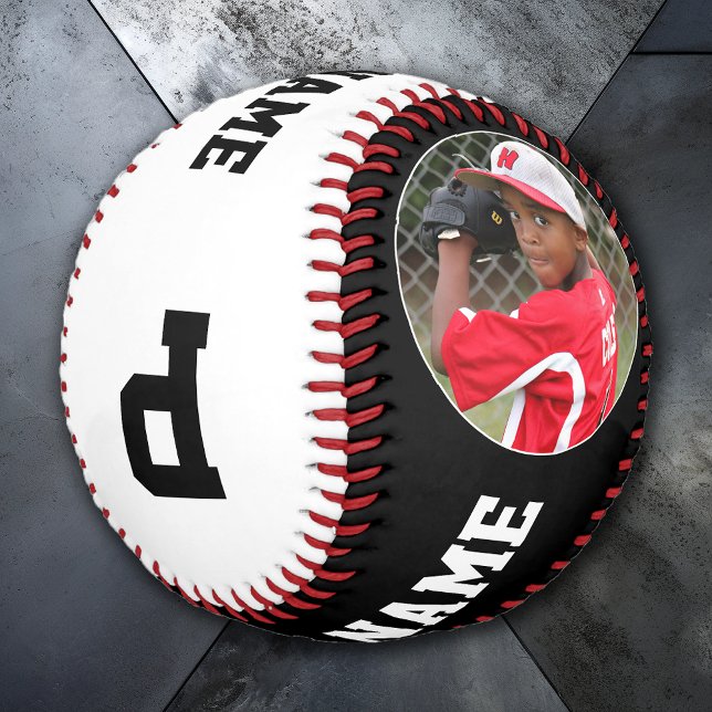 Balle De Baseball Équipe de baseball personnalisée, Nom du joueur, p (Customizable baseball with baseball player photo, name, number, position and team name)