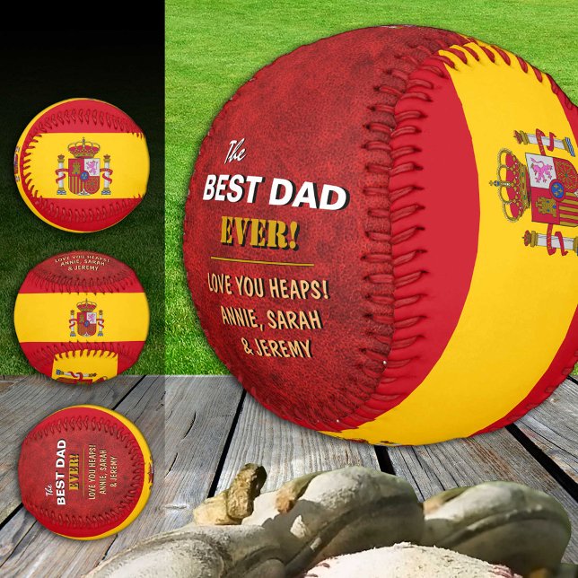 Balle De Baseball Espagne meilleur papa, patriote papas, drapeau esp (Créateur téléchargé)