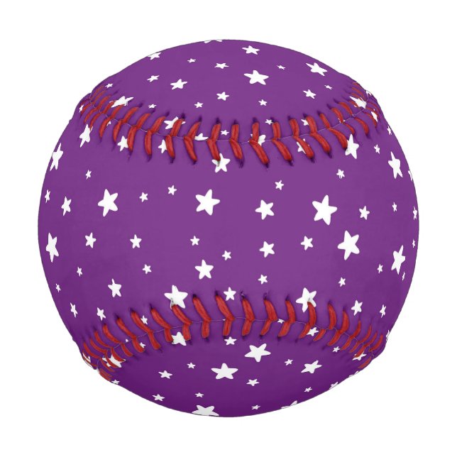 Balle De Baseball Étoiles blanches sur baseball violet (Devant)