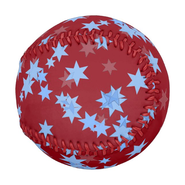 Balle De Baseball Étoiles bleues sur fond rouge (Dos Gauche)