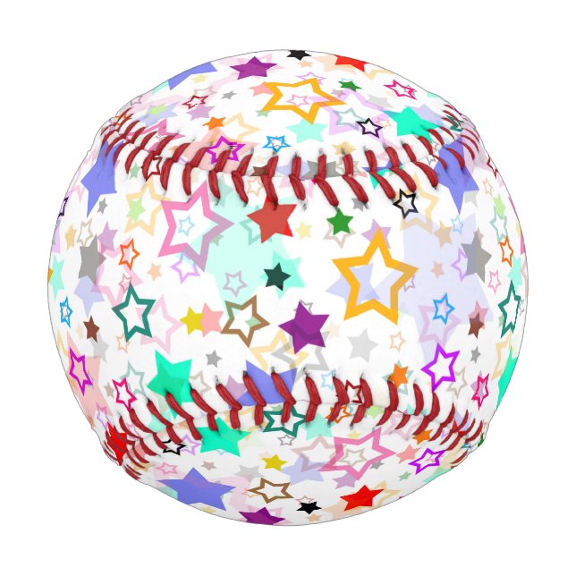 Balle De Baseball Étoiles colorées blanches  (Devant)
