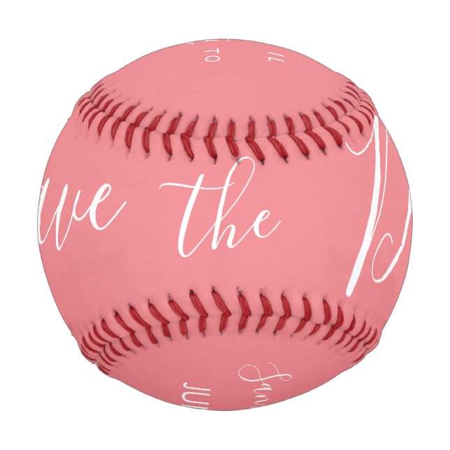 Balle De Baseball Faire part de côur de couleur rose (Devant)
