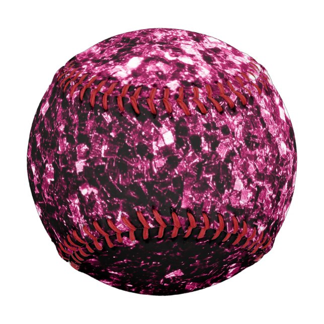 Balle De Baseball Faux pailletés rose foncé scintillent bling (Devant)