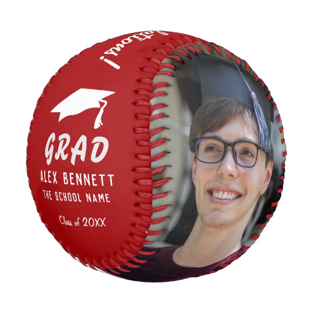 Balle De Baseball Félicitations Grad Red Graduation Cap 2 Photo (Angle)