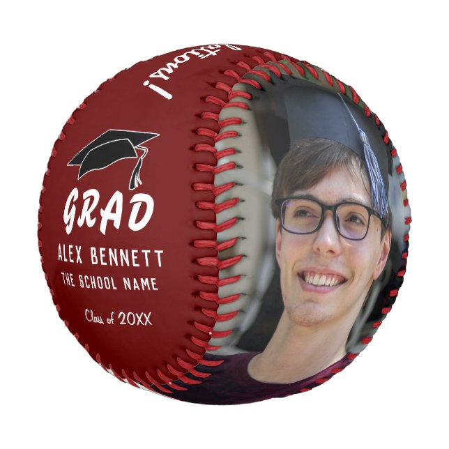 Balle De Baseball Félicitations Grad Red Graduation Cap 2 Photo (Angle)