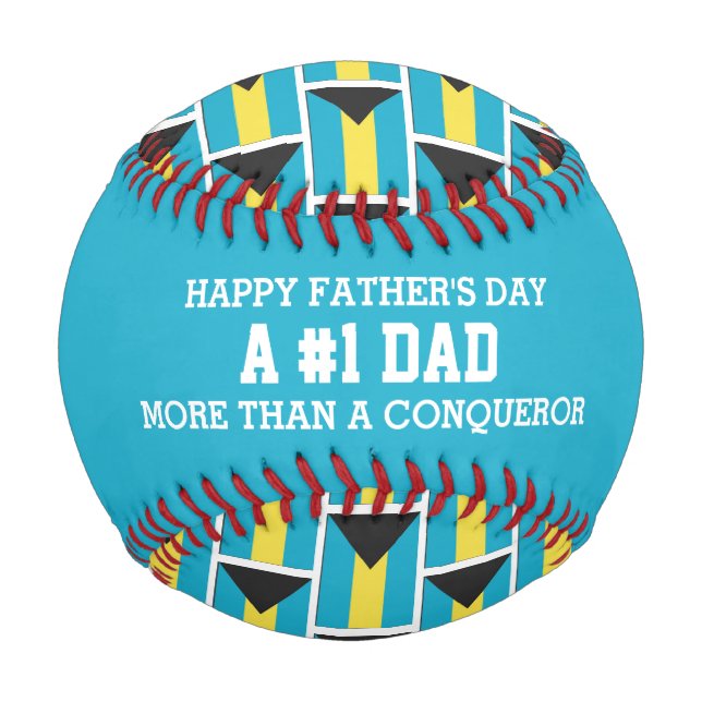 Balle De Baseball Fête des pères #1 NUMÉRO 1 DRAPEAU PAPA Bahamas (Devant)