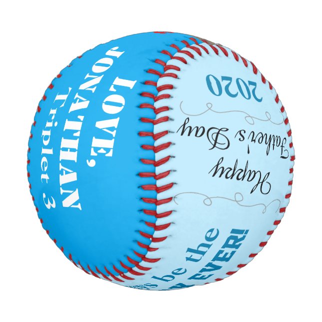 Balle De Baseball Fête des pères garçon Triplet bleu photo (Angle)