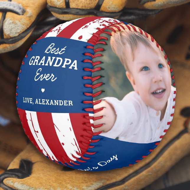 Balle De Baseball Fête des pères GRANDPA patriotique personnalisée 2 (Créateur téléchargé)