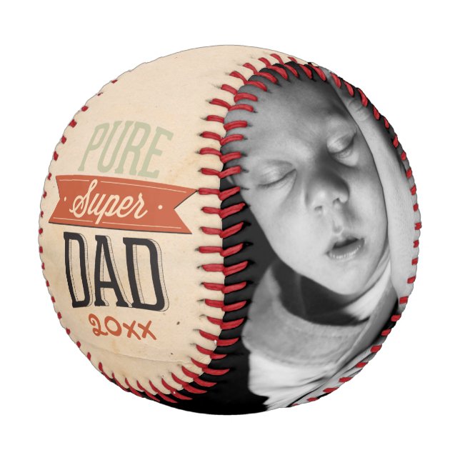 Balle De Baseball Fête des pères Personnalisé Super Papa (Angle)