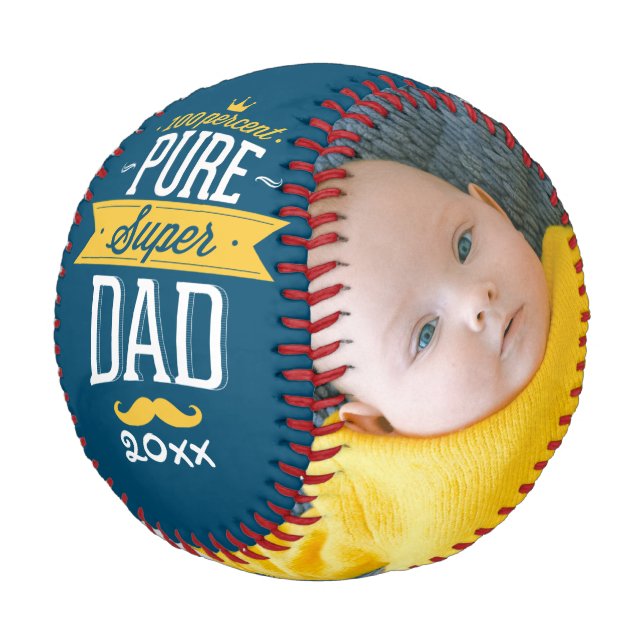 Balle De Baseball Fête des pères Personnalisée Pure Super Papa (Angle)
