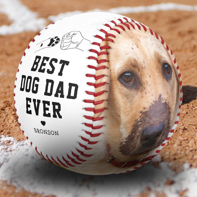 Balle De Baseball Fête des pères photo Best Dog Dad Ever 2 (Créateur téléchargé)