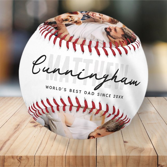 Balle De Baseball Fête des pères photo moderne 3 du meilleur papa du (Créateur téléchargé)