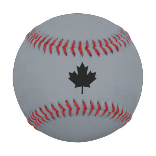 Balle De Baseball Feuille d'érable noire canadienne gris