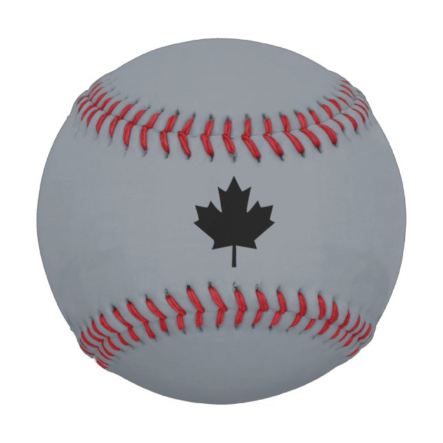 Balle De Baseball Feuille d'érable noire canadienne gris (Devant)