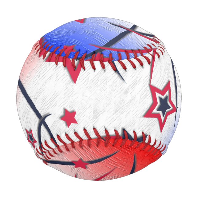 Balle De Baseball Feux d'artifice sur Bleu Blanc Rouge (Devant)