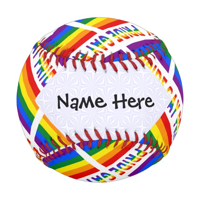 Balle De Baseball Fierté gay et drapeau arc-en-ciel carrelé avec vot (Devant)