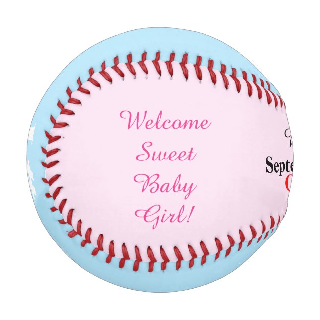 Balle De Baseball Fille Quadruplet statistiques de naissance rose bl (Devant Gauche)