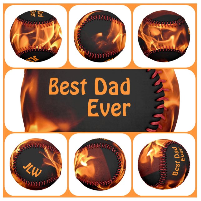 Balle De Baseball Flammes à chaud avec initiales (Créateur téléchargé)