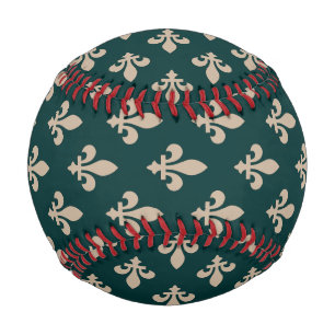 Balle De Baseball Fleur de Lis Motif, Royal French Creative on Green