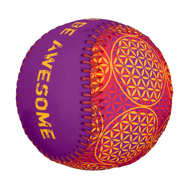 Balle De Baseball Fleur de vie - motif de timbre - rose orange (Angle)