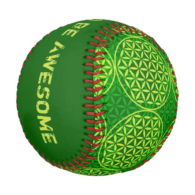 Balle De Baseball Fleur de vie - motif de timbre - vert (Angle)
