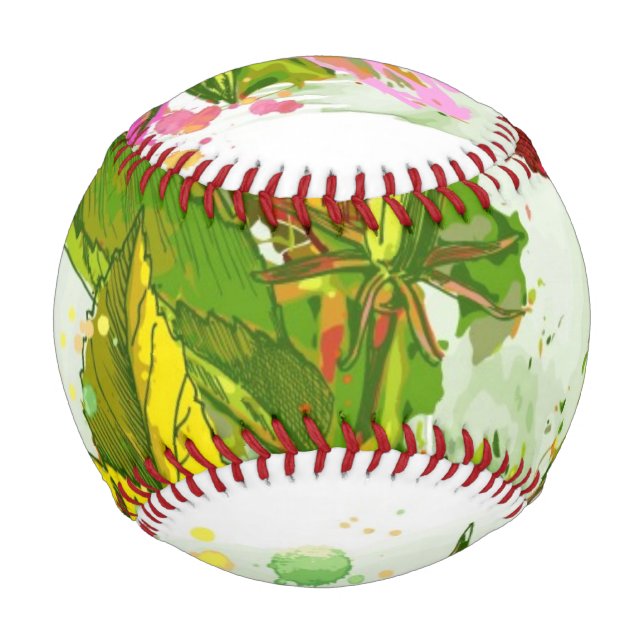 Balle De Baseball Fleur d'Hibiscus - aquarelle (Devant)