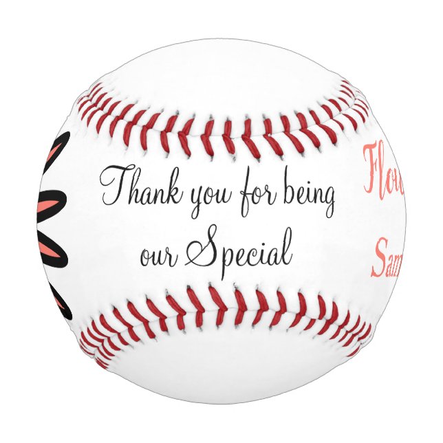 Balle De Baseball Fleur Fille Corail Turquoise (Devant)