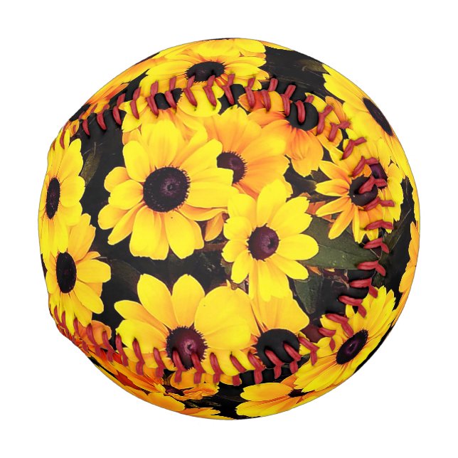 Balle De Baseball Fleur jaune et noire (Devant Droite)