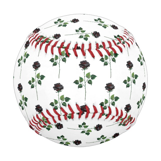 Balle De Baseball Fleur rose noire (Devant)