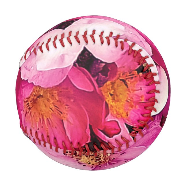 Balle De Baseball Fleurs roses (Devant Droite)