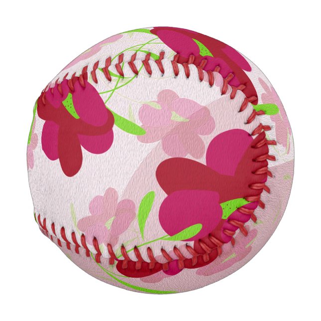 Balle De Baseball Fleurs roses et rouges - Floral (Devant Droite)