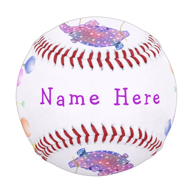 Balle De Baseball Flying Elephant Nom personnalisé Anniversaire Cade (Dos)