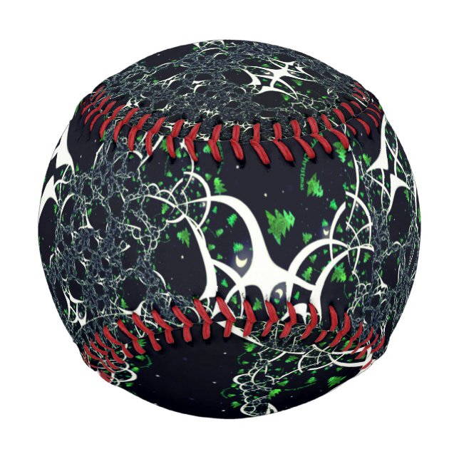 Balle De Baseball Fracale blanche imparfaite sur l'espace noir, tric (Devant)