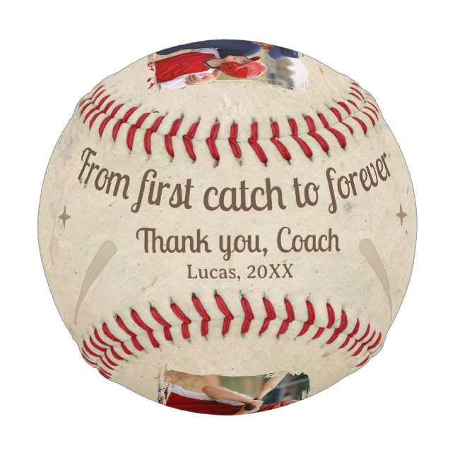 Balle De Baseball From First Catch to Forever Photo Coach Gift  (Dos)