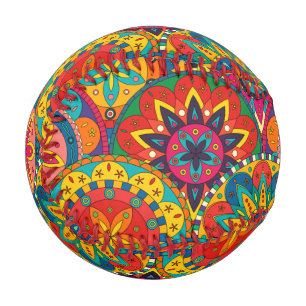 Balle De Baseball Funky Retro couleur Motif Mandala