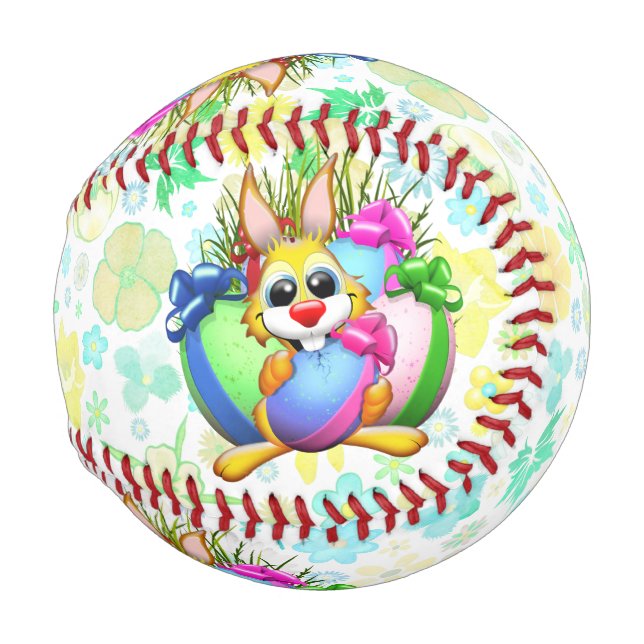 Balle De Baseball Funny Bunny biting an Easter Egg (Devant Droite)