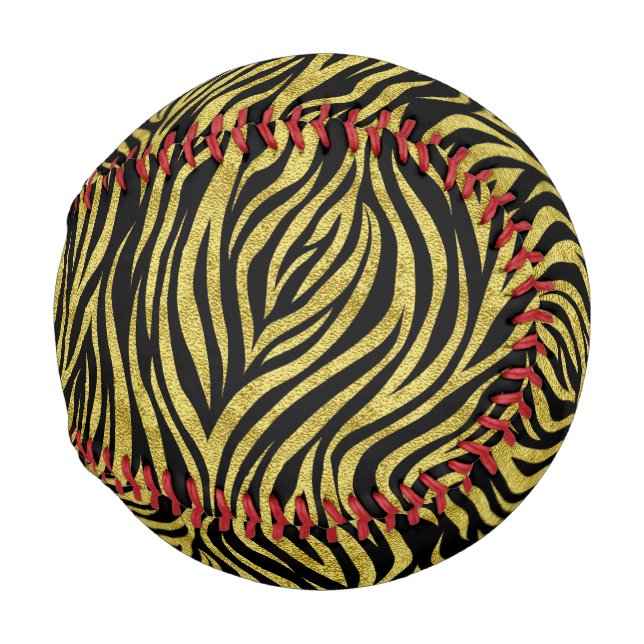 Balle De Baseball Gold Zebra Stripes Baseball (Devant Droite)