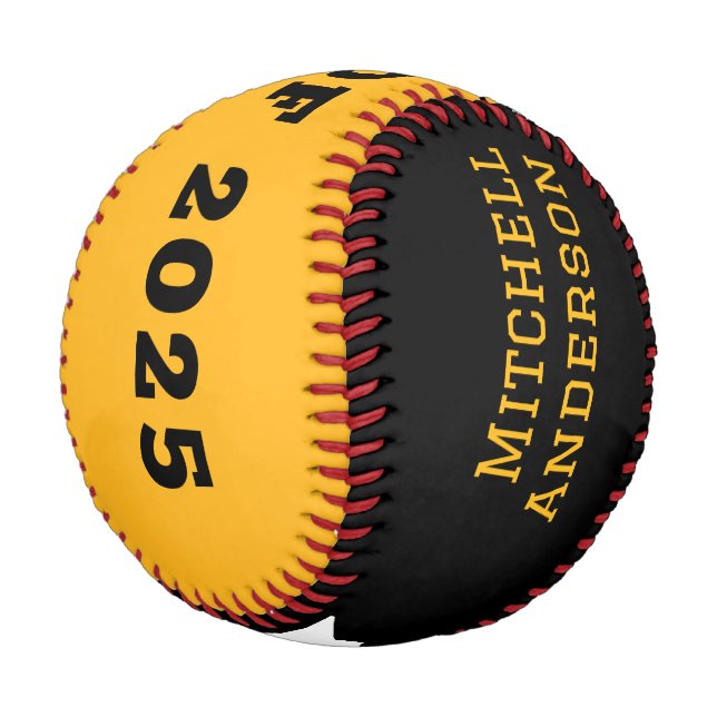 Balle De Baseball Graduation personnalisée Jaune moderne (Angle)
