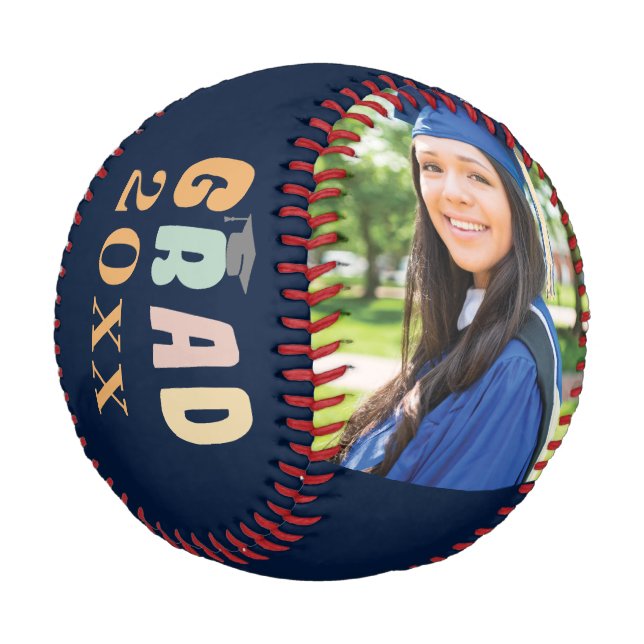 Balle De Baseball Graduation Photo 2025 Keepsaké Script Custom Grad (Angle)